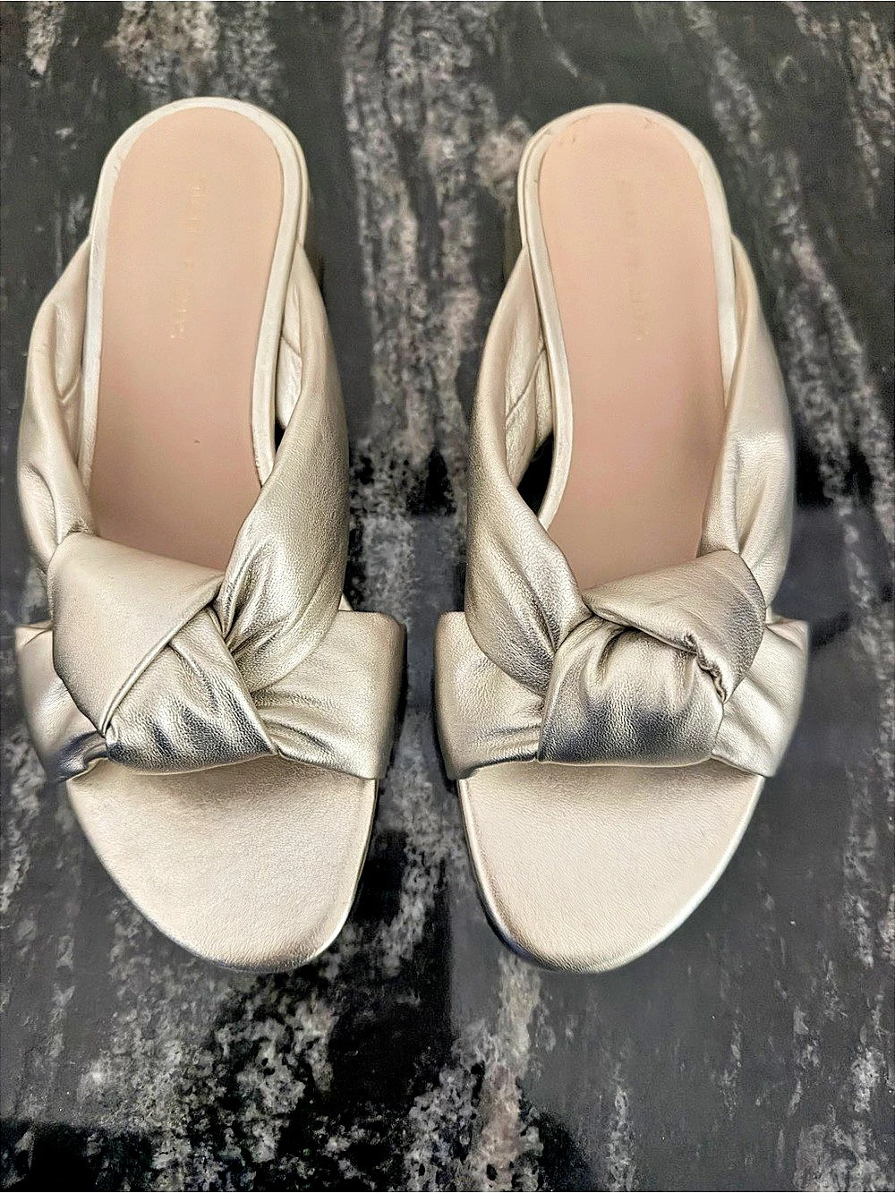Stuart Weitzman gold knotted slide sandal Sandals
